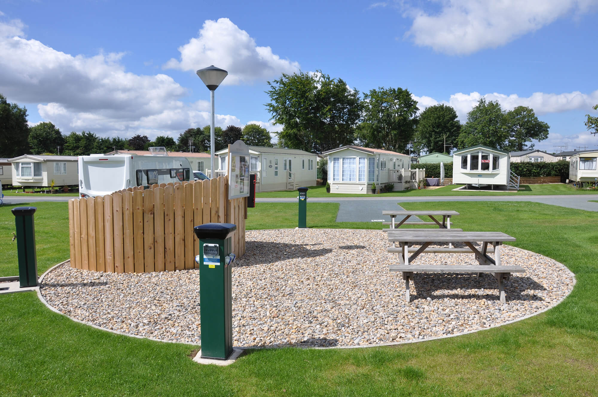 Seasonal touring pitches and communal facilities at Old Hall