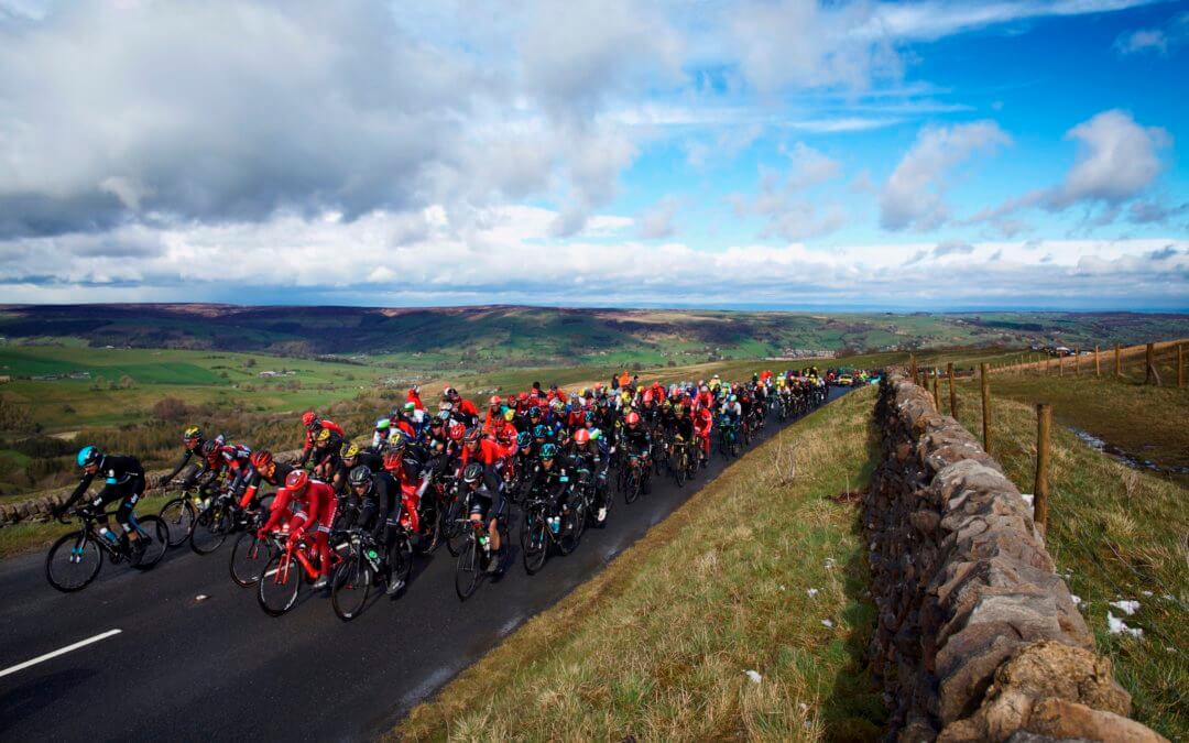 The Tour de Yorkshire arrives near Thirsk in May 2018