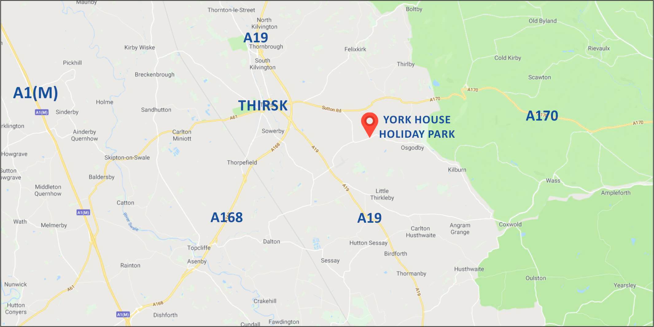 Map for holiday homes near Thirsk