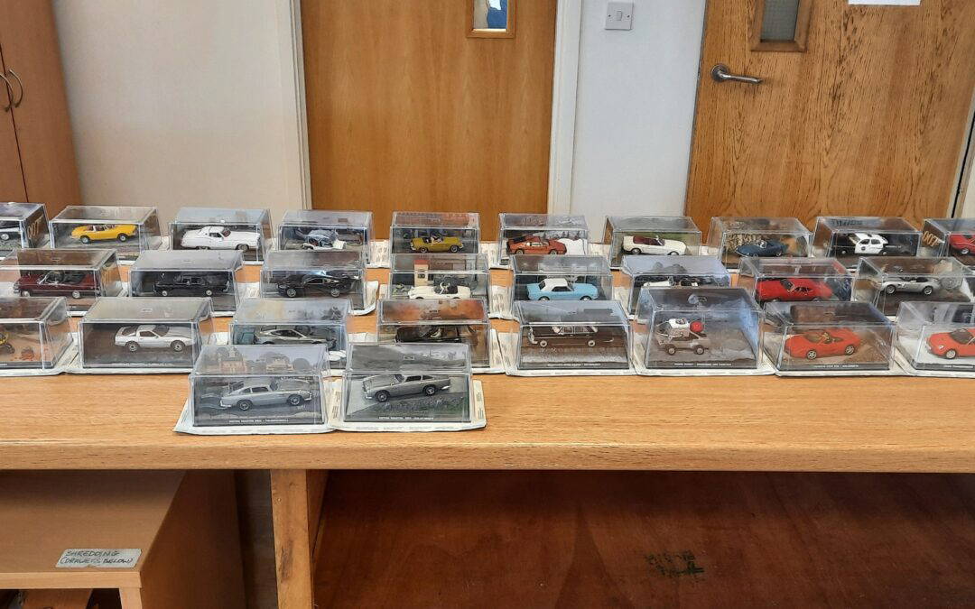 set-of-32-replica-james-bond-toy-cars-found-at-Old-Hall-Holiday-Park-which-has-raised-£1,000-for-Ukraine-after-finding-them-in-charity-collection